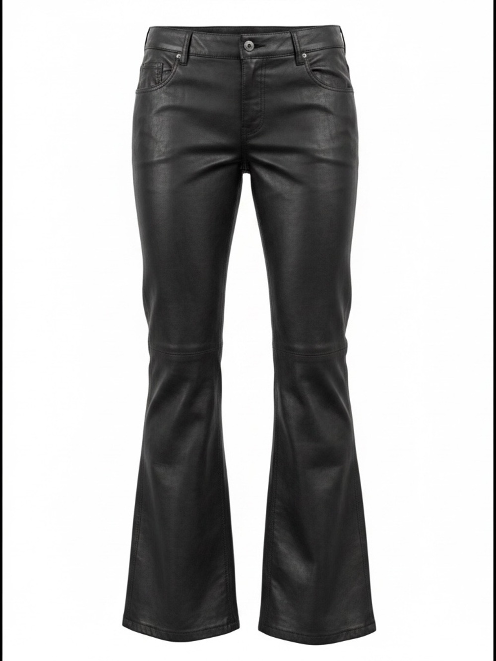Alice + Olivia Black Lamb Leather Boot Cut Pants